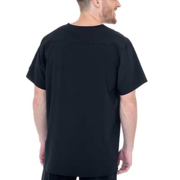 Men's V-Neck Scrub Top, Black, Small - Picture 4 of 8